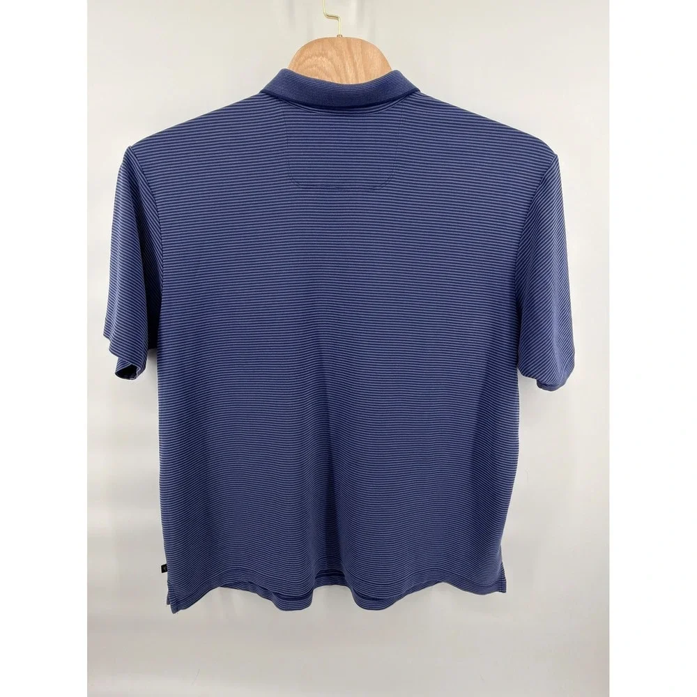 Tommy Bahama Polo Shirt Mens XXL 2XL Blue Striped Short Sleeve Modal Blend‎ Knit